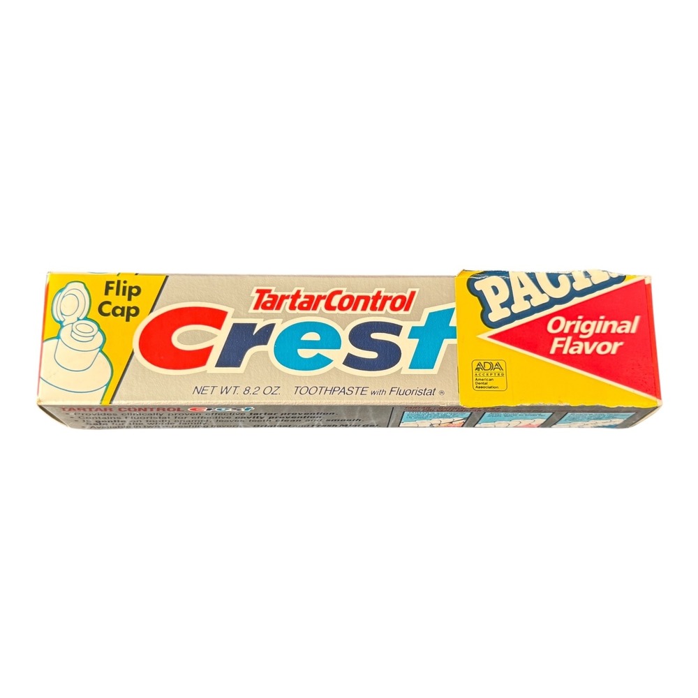 Vintage 1988 Crest Tartar Control Toothpaste Original Flavor 8.2 OZ Flip Top Cap